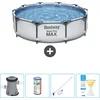 Image de Bestway Rond Steel Pro MAX Zwembad - 305 x 76 cm - Grijs - Inclusief Pomp Filter - Schoonmaakset - Testrips