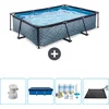 Image de EXIT Rechthoekig Stone Frame Zwembad - 300 x 200 x 65 cm - Inclusief Pomp Afdekzeil - Onderhoudspakket - Solar Mat - Nu extra voordelig