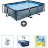 Image de EXIT Rechthoekig Stone Frame Zwembad - 300 x 200 x 65 cm - Inclusief Pomp - Solarzeil - Onderhoudspakket - Nu extra voordelig