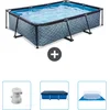 Image de EXIT Rechthoekig Stone Frame Zwembad - 300 x 200 x 65 cm - Inclusief Pomp - Afdekzeil - Grondzeil - Nu extra voordelig