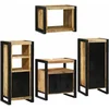 Image de vidaXL - Badkamermeubel - Set - met - plank - 4 - pcs - Bruin - Massief - mango - hout