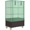 Image de vidaXL - Plantenbak - verhoogd - met - hoes - en - wielen - 80x50x182 - cm - rattanlook