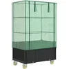 Image de vidaXL - Plantenbak - verhoogd - met - hoes - en - wielen - 80x50x182 - cm - rattanlook
