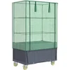 Image de vidaXL - Plantenbak - verhoogd - met - hoes - en - wielen - 80x50x182 - cm - rattanlook