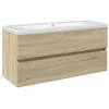 Image de vidaXL - 2-delige - Badkamermeubelset - keramiek - en - bewerkt - hout