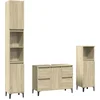 Image de vidaXL - 3-delige - Badkamermeubelset - bewerkt - hout - sonoma - eikenkleurig