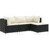 Image de vidaXL - 4-delige - Loungeset - met - kussens - poly - rattan - zwart