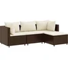 Image de vidaXL - 4-delige - Loungeset - met - kussens - poly - rattan - bruin