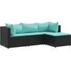 Image de vidaXL - 4-delige - Loungeset - met - kussens - poly - rattan - zwart