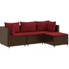 Image de vidaXL - 4-delige - Loungeset - met - kussens - poly - rattan - bruin