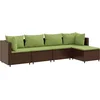 Image de vidaXL - 5-delige - Loungeset - met - kussens - poly - rattan - bruin