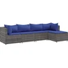 Image de vidaXL - 5-delige - Loungeset - met - kussens - poly - rattan - grijs