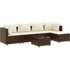 Image de vidaXL - 6-delige - Loungeset - met - kussens - poly - rattan - bruin