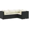 Image de vidaXL - 4-delige - Loungeset - met - kussens - poly - rattan - zwart