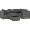 Image de vidaXL - 5-delige - Loungeset - met - kussens - poly - rattan - grijs