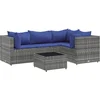 Image de vidaXL - 5-delige - Loungeset - met - kussens - poly - rattan - grijs