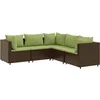 Image de vidaXL - 5-delige - Loungeset - met - kussens - poly - rattan - bruin