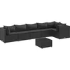 Image de vidaXL - 7-delige - Loungeset - met - kussens - poly - rattan - zwart