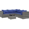 Image de vidaXL - 6-delige - Loungeset - met - kussens - poly - rattan - grijs