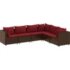 Image de vidaXL - 6-delige - Loungeset - met - kussens - poly - rattan - bruin