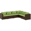Image de vidaXL - 6-delige - Loungeset - met - kussens - poly - rattan - bruin