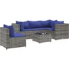 Image de vidaXL - 6-delige - Loungeset - met - kussens - poly - rattan - grijs
