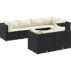 Image de vidaXL - 7-delige - Loungeset - met - kussens - poly - rattan - zwart
