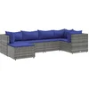 Image de vidaXL - 6-delige - Loungeset - met - kussens - poly - rattan - grijs