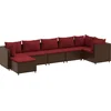 Image de vidaXL - 7-delige - Loungeset - met - kussens - poly - rattan - bruin