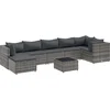 Image de vidaXL - 8-delige - Loungeset - met - kussens - poly - rattan - grijs