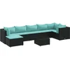 Image de vidaXL - 8-delige - Loungeset - met - kussens - poly - rattan - zwart