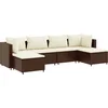Image de vidaXL - 6-delige - Loungeset - met - kussens - poly - rattan - bruin
