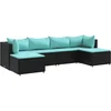 Image de vidaXL - 6-delige - Loungeset - met - kussens - poly - rattan - zwart