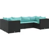 Image de vidaXL - 6-delige - Loungeset - met - kussens - poly - rattan - zwart