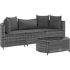 Image de vidaXL - 4-delige - Loungeset - met - kussens - poly - rattan - grijs