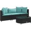 Image de vidaXL - 4-delige - Loungeset - met - kussens - poly - rattan - zwart