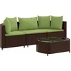 Image de vidaXL - 4-delige - Loungeset - met - kussens - poly - rattan - bruin