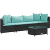 Image de vidaXL - 5-delige - Loungeset - met - kussens - poly - rattan - zwart