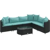 Image de vidaXL - 7-delige - Loungeset - met - kussens - poly - rattan - zwart