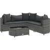 Image de vidaXL - 6-delige - Loungeset - met - kussens - poly - rattan - grijs
