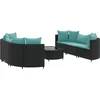 Image de vidaXL - 7-delige - Loungeset - met - kussens - poly - rattan - zwart