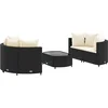 Image de vidaXL - 5-delige - Loungeset - met - kussens - poly - rattan - zwart