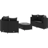 Image de vidaXL - 5-delige - Loungeset - met - kussens - poly - rattan - zwart