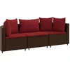Image de vidaXL - 3-delige - Loungeset - met - kussens - poly - rattan - bruin