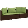 Image de vidaXL - 3-delige - Loungeset - met - kussens - poly - rattan - bruin