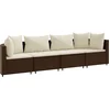 Image de vidaXL - 4-delige - Loungeset - met - kussens - poly - rattan - bruin