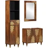 Image de vidaXL - Badkamerkast - set - met - lade - 3 - pcs - Honing - bruin - Massief - Mango - Hout