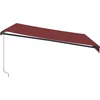 Image de vidaXL - Luifel - handmatig - uittrekbaar - met - LED's - 400x300 - cm - bordeauxrood