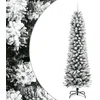 Image de vidaXL - Kunstkerstboom - met - sneeuw - smal - 150 - cm - PVC - en - PE