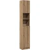 Image de vidaXL - Badkamerkast - Artisan - Eiken - 32x25,5x190 - cm - Bewerkt - Hout